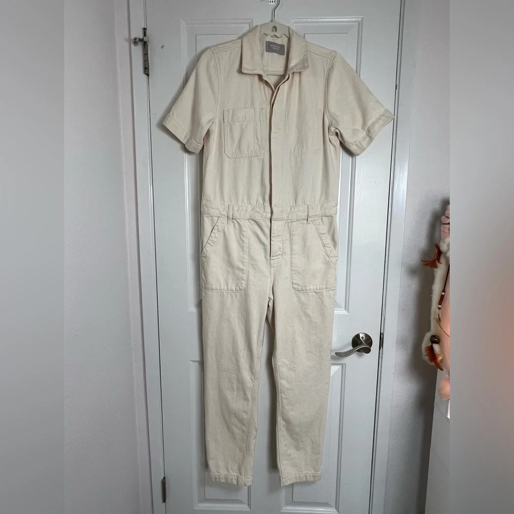 Everlane Short Sleeve‎ Denim Coveralls in Bone Size 4